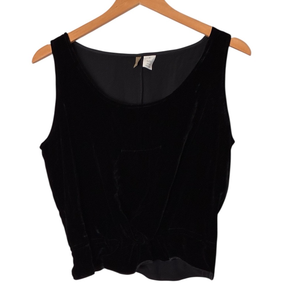 J. Crew | Black velvet silk blend scoop neck adjustable peplum tank top blouse